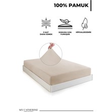 Str Store Lastikli & Hipoalerjenik Çarşaf |%100 Pamuk Çarşaf Penye Kumaş | Tek-Çift Kişilik-Battal Boy Çarşaf -BEJ-100X200, Luxcarsaf