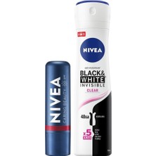 Str Store Kadın Sprey Deodorant Black&white Invisible Clear 150ML,KIRMIZI Renkli Dudak Bakım Kremi,nemlendirme