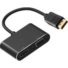 Str Store Çoklayıcı Adaptör 2 In 1 Dp To VGA HDMI Kasa Bilgisayar Uyumlu Çevirici Adaptör Çok Portlu Çoklayıcı 2in1 Displayport To VGA HDMI ZR723