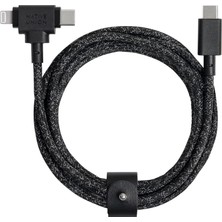 Str Store Belt Cable Duo - 1,5 M Ultra Güçlü Örgülü Evrensel Şarj Kablosu - Geri Dönüştürülmüş Malzemelerden Üretildi - Yıldırım ve C Tipi Cihazlar Için 2'si 1 Arada Çok Cihazlı Mfi Sertifikalı