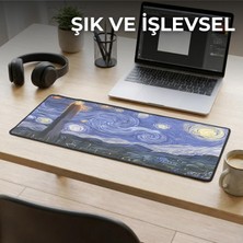 Str Store Van Gogh Yıldızlı Gece Temalı Xl Mousepad | 70X30 cm Büyük Boy Masa Matı | Çift Dikişli Kenarlar, Kaymaz Taban, Oyuncu ve Ofis Kullanım, Fütüristik Yıldızlı Gece