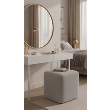 Eden Home Makyaj Masası Pufu Küp Puf Çok Amaçlı Teddy Kumaş
