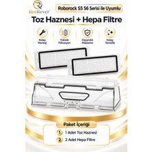 RotRever Roborock S5 / S5 Max / S6 / S6 Pure / S6 Maxv Robot Süpürge Hepa Filtre Toz Haznesi Yedek Parça Seti 3 Parça