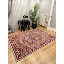 Efta Halı 4 M2 (160X230 Cm) Dijital Baskı Halı Hanedan Serisi Kiremit Klasik Desenli Makinede Yıkanabilir Kaymaz Deri Tabanlı