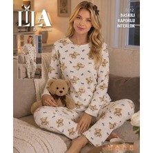 "lila Woman & Fashion Code 5012 Ayıcıklı Baskılı Raporlu Interlok" Kadın/pijama Takımı