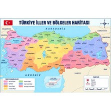 100X150 cm Türkiye Iller ve Bölgeler Haritası – Eğitici Okul ve Sınıf Duvar Posteri