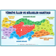 Türkiye Iller ve Bölgeler Haritası Eğitici Okul Posteri – 7 Coğrafi Bölge ve 81 Il