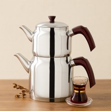 Efnaz Style Jumbo Çelik Çaydanlık Seti 2l+4l Çift Kapaklı Kendinden Süzgeçli