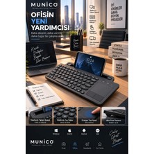 Munico Bluetooth Klavye Touchpad ve Cihaz Standlı Rahat Tuş Yapısı Ultra Ince Ev Ofis Okul Seyahat Klavyesi
