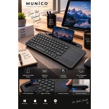 Munico Kablosuz Tablet Telefon Klavyesi Touchpadli Standlı Kompakt Tasarım Windows Macos Android Ios Uyumlu