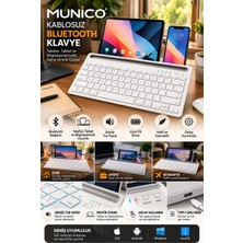 Munico Bluetooth Klavye Type-C Şarjlı Entegre Telefon Tablet Standlı Kaymaz Tabanlı Kablosuz Klavye