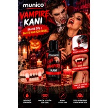 Munico Vampir Makyaj Seti Takma Köpek Dişi ve 30 ml Kırmızı Sahte Kan Halloween Kostüm Tamamlayıcı