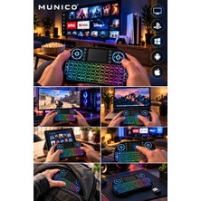 Munico Mini Kablosuz Klavye Rgb Aydınlatmalı Touchpadli 2.4 Ghz USB Alıcılı Pc Tv Tablet Uyumlu