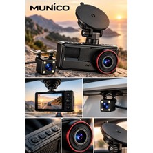 Munico Profesyonel Araç Içi Kamera 4K Ön Kamera Arka Görüş Kamerası Gece Kayıt Park Güvenlik Sistemi