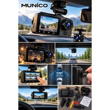 Munico Ön Arka Araç Kamerası Full Hd 1080P Gece Görüşlü 170 Derece Geniş Açılı 32GB Hafıza Kartı Dahil