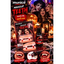 Munico Vampir Dişi ve 30 ml Sahte Kan Seti Halloween Cadılar Bayramı Kostüm Makyaj Aksesuarı