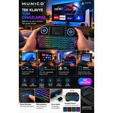Munico Touchpadli Mini Kablosuz Klavye Rgb Işıklı 2.4 Ghz Bağlantılı Bilgisayar Smart Tv Tablet Uyumlu