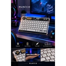 Munico Kablosuz Tablet Klavyesi Şeffaf Kasalı Kompakt Q Klavye Hafif Taşınabilir Modern Tasarım