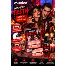 Munico Vampir Takma Diş Sahte Kan Seti 30 ml Cadılar Bayramı Halloween Dracula Kostüm Aksesuarı