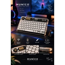 Munico Mini Wireless Keyboard Şeffaf Tasarım Ince Hafif Kablosuz Tablet Telefon Pc Mac Uyumlu Klavye