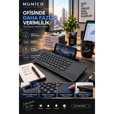 Munico Wireless Klavye Entegre Touchpad Telefon Tablet Tutucu Standlı Ev Ofis Seyahat Için Taşınabilir