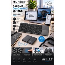 Munico Bluetooth Klavye Katlanabilir Tasarım Entegre Touchpad Uzun Pil Ömürlü Telefon Tablet Uyumlu