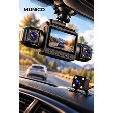 Munico Full Hd 1080P Araç Içi Kamera 4 Kanallı 130° Geniş Açı Döngüsel Kayıt Gece Görüş