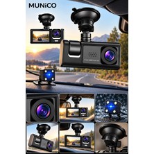 Munico Full Hd 1080P Araç Içi Kamera Ön Arka Kameralı 130° Geniş Açılı Ekranlı Geri Görüş Destekli