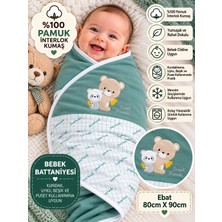 Sönmez Bebe Bebek Kundak Battaniyesi %100 Pamuk Çift Kat Interlok Kumaş-Ebat 80CMX90CM Yenidoğan Nakışlı Battaniye Bebek Hediyelik
