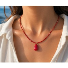 Sinem Şanlı Atelier Minimal Kristal Damla Murano Cam Kolye Renk Seçeneği