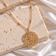 Terragolds 316L Çelik Zincir Gold Renk Lotus Model Kolye