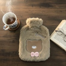 Sepetopia Papyonlu Ayıcıklı Kahverengi Figürlü Peluş Sıcak Su Torbası 1 Lt – Yumuşak Kılıf, Uzun