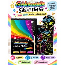 The Monarch Co Sihirli Defter Gökkuşağı Kazıma Kağıdı A5 Boy 10 Yaprak Eğitici Çocuk Etkinlik Seti + Kazıma Kalemi