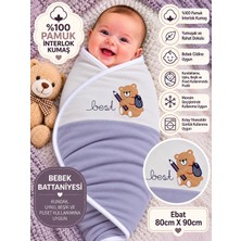 Sönmez Bebe Bebek Kundak Battaniyesi %100 Pamuk Çift Kat Interlok Kumaş-Ebat 80CMX90CM Yenidoğan Nakışlı Battaniye Bebek Hediyelik