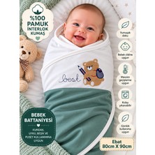 Sönmez Bebe Bebek Kundak Battaniyesi %100 Pamuk Çift Kat Interlok Kumaş-Ebat 80CMX90CM Yenidoğan Nakışlı Battaniye Bebek Hediyelik