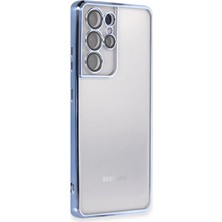 Hobibahçem Samsung Galaxy S21 Ultra Uyumlu Kılıf Lensli Silikon - Açık Mavi