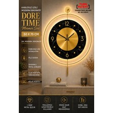 Aga Konsept Ledli Dore Time Mermer Seri Tiktok (Büyük Boy 50 x 75 Cm) Modern Dekoratif Metal Duvar Saati