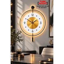 Aga Konsept Ledli Dore Tiktok Kristal (Büyük Boy 50X75 Cm), Modern Dekoratif Sarkaçlı Metal Duvar Saati