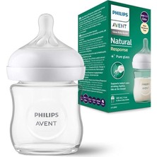 Avent Doğal Tepkili Cam Biberon, 120 Ml, 0 Ay+, Akıtmaz Emzik, Kolik ve Gaz Önleyici, Bpa Iç