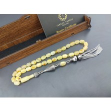 İskeçe Tesbih Ahşap Kutulu 475 Ayar Gümüş Püsküllü El Boy Ukrayna Kaya Damla 11.50 Gr. Sertifikalı 10580