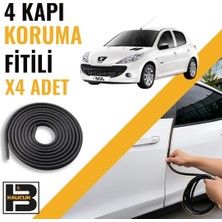 B&M Kauçuk Peugeot 206+ Kapı Koruma Fitili-4 KAPI-SIYAH-BM2513