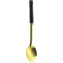 Efnaz Style Ahşap Saplı Metal Servis Kaşığı Altın Renk