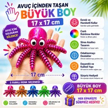 MİNGODAN Mingodan Esnek Hareketli Rainbow Ahtapot 17X17 cm Büyük Boy Eklemli Duyusal Oyuncak Eğitici Oyuncak Fidget Oyuncak Stres Giderici Octabus