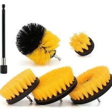TUX Hygiene Matkap Ucuna Takılan Profesyonel Temizlik Fırçası 5 Parça ve 15 cm Uzatma Çubuğu Sarı Muf-01