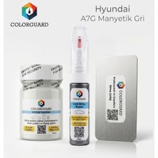 COLORGUARD Hyundai A7G Manyetik Gri Rötuş Seti - 2 si 1 Arada İğne ve Fırça Uçlu Şişe, Rötuş Pastası ve Rötuş Çeliği