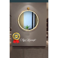 Aga Konsept LED Li Simirna Ayna Gold (50X60 Cm, 60X70 cm ve 75X85 Cm) Dekoratif Hol Koridor Duvar Salon Mutfak Banyo Wc Ofis Makyaj Aynası