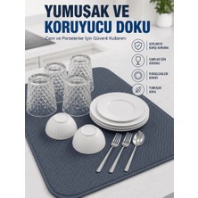 Meks Su Emici Bulaşık Kurutma Matı Kaydırmaz ve Yumuşak Dokulu Kurutmalık