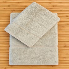 Ödel Buldan Jakar Bordürlü 2' Li Bambu Havlu Seti & Hamam Seti & Kişisel Set & Çeyiz Seti & Misafir Seti Bej