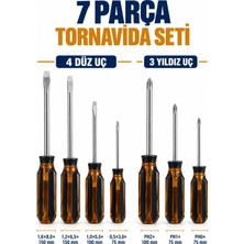 Trendhane 7 Parça Tornavida Seti – 4 Düz ve 3 Yıldız Uçlu Şeffaf Saplı Kutulu Set