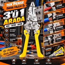 Trendhane 3’ü 1 Arada Çok Amaçlı Elektrikçi Pensesi Kablo Kesme Sıyırma ve Kıvırma Fonksiyonlu Ergonomik El Aleti